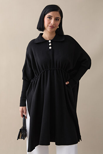 InStyle Balloon Sleeve Black Poncho