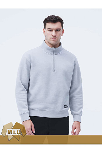 MÇ FAMİLY STORe Thick Zippered Collar Ribbed 3-Thread Battal Sweatshirt Keeps You Warm Comfortable Fit Combination