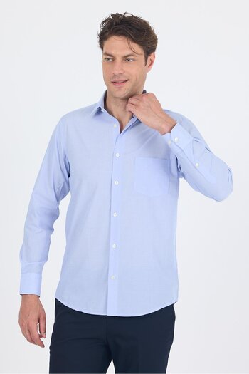 İmza Cămașă albastră cu mânecă lungă din bumbac Basic Comfort Fit 1004250002