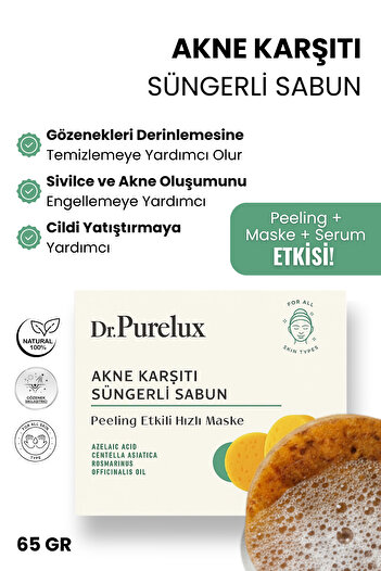 Dr.Purelux Anti-Acne and Blackhead Peeling Effect Sponge Soap (Quick Mask)