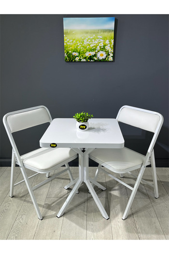 hey modüler mobilya Zeren Beyaz Kare Mutfak Yemek Masası Balkon Masası Beyaz Ayak 60 cm