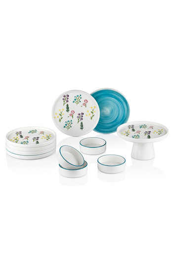 Kitchen Life Art Botanical 11 Parça Ayaklı Handmade Premium Kahvaltı Takımı - 6 Kişilik Kahvaltı Takımı Setiü