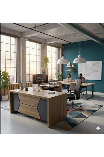 Generic Executive Wooden Office Table with Sleek Geometric Front Design for Professional Workspaces 160*70