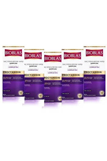 Bioblas Procyanidine Herbal Shampoo Against Falling for Oily Hair 360 ml 5 Pieces