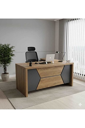 Generic Executive Wooden Office Table with Sleek Geometric Front Design for Professional Workspaces 160*70