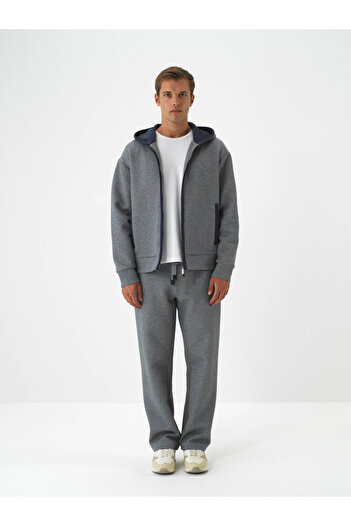 Xint Erkek Gri Pamuk Dokulu Oversize Sweat Pantolon