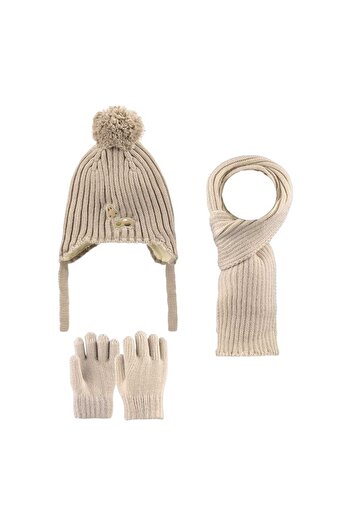 Aware Time Kitti 1-4 Years Old Boys' Fleece Scarf, Beanie, Gloves 3-Piece Set
