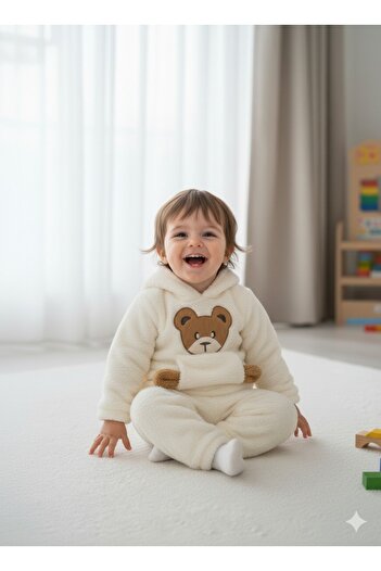 MeaShop Plush Teddy Bear Embroidered Hooded Baby & Kids Set / Wellsoft Fleece Fabric