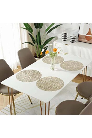 Bukela Set of 6 Heat-Resistant PVC Placemats, Hollow Leaf Design