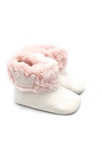 LOVE MAXX Crown-Detail Slippers Ecru