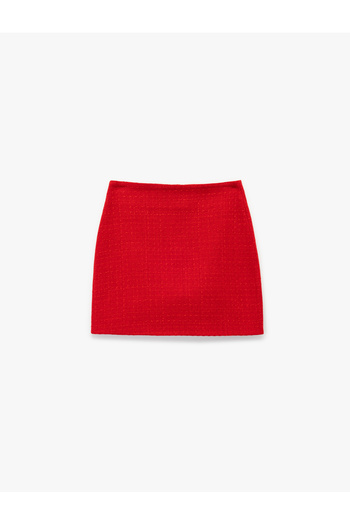 Koton Slim Fit A Kesim Tüvit Mini Etek
