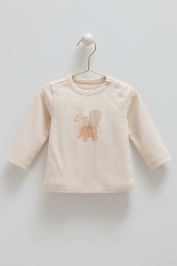 Caramell Animals World Kangaroo Pocket Back Embroidered Hooded Three-Piece Bottom-Up Set Yellow