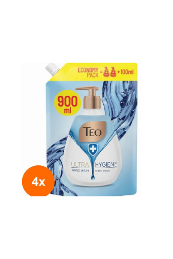 Teo Liquid Soap Refill Set, Ultra Hygiene, 3600 ml