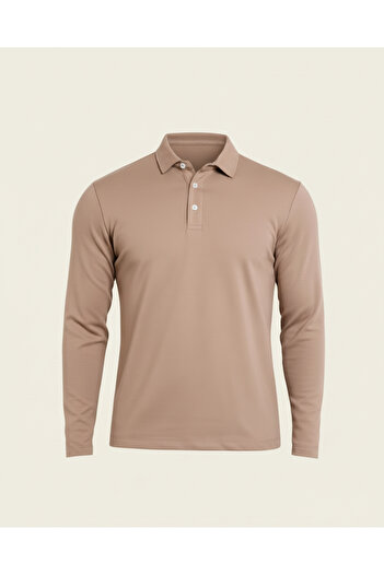 Valiberta Ridley Regular Fit Doubleface Interlock Polo Collar Men's Sweatshirt - Beige