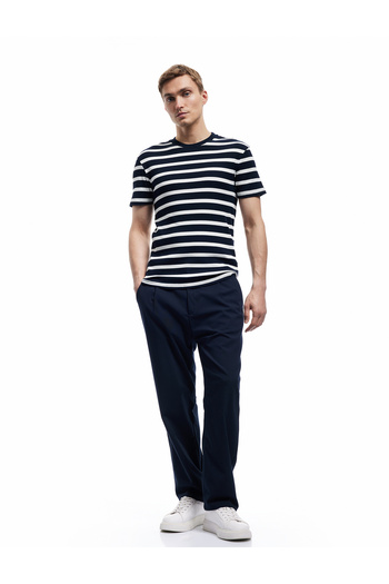 Koton Κοντό μανίκι Crew Neck Slim Fit ριγέ μπλουζάκι