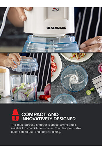 Olsenmark Multipurpose Mini Chopper, 2 Speed Setting 500 ml 500 W OMC2246 Beige
