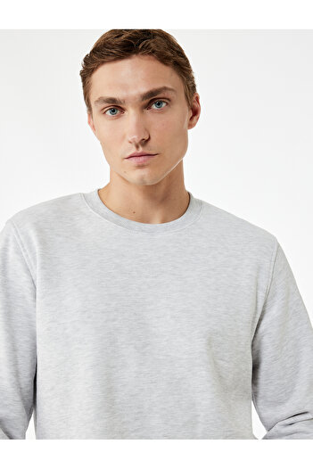 Koton Cotton Long Sleeve Raised Crew Neck Men's Basic Sweatshirt