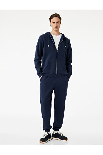 Koton Long Sleeve Zippered Pocket Detailed Hooded Oversize Sports Sweatshirt