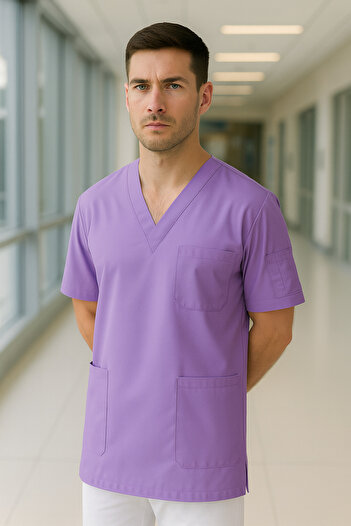 mirach Uniforme pentru bărbați, cu 4 buzunare, pentru asistent medical și medic, uniformă unică, uniformă chirurgicală pentru spital, îmbrăcăminte medicală confortabilă