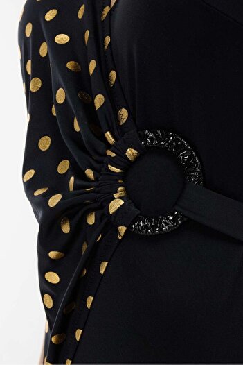 AYYILDIZ 4306 Gold Polka Dot Black Recovery Swimsuit