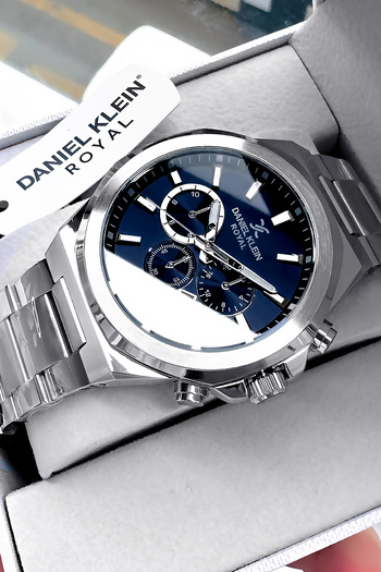 Daniel Klein Gift Original Men Wrist Watch Waterproof Gumus Color Steel Cord Gift Bracelet Dke2137C5