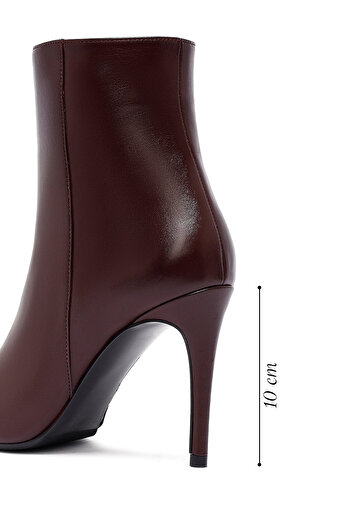 Derimod Women's Burgundy Zippered High Thin Heeled Leather Boots 25Wfd133018