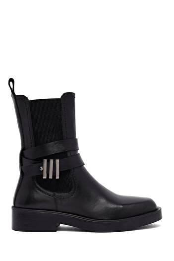 Derimod Women's Black Zippered Leather Boots 25Wfd202518