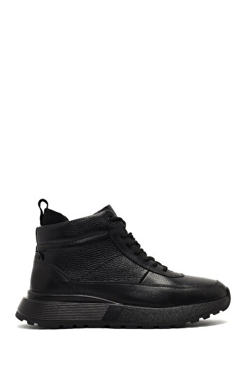 Derimod Men's Black Zippered Thick Soled Leather Sports Boots 25Wfd642714