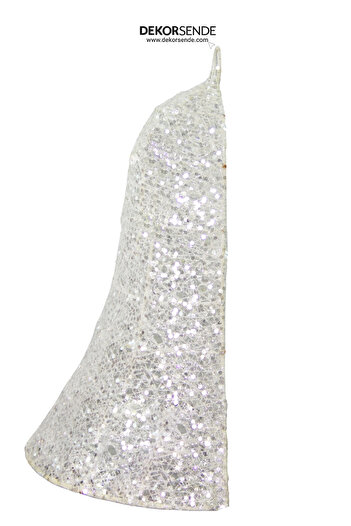 Dekorsende Christmas Ornament Glittered One-Way Wire Half Bell White 50 cm
