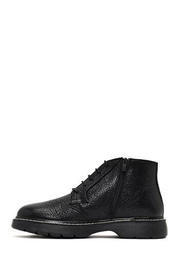 Derimod Men's Black Lace-Up Zippered Leather Casual Boots 25Wfd6121Ft