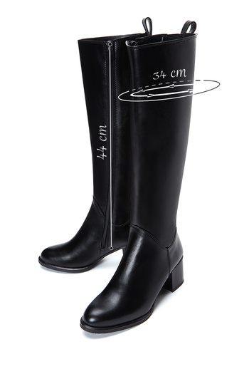 Derimod Women's Black Zippered Thick Heeled Boots 25Wfe250518