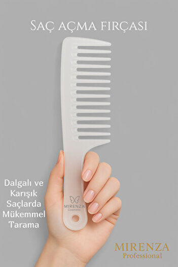 mirenza cosmetic Λευκή χτένα για το ξεμπερδέματος των μαλλιών με φαρδιά δόντια για την αποσυλλογή των μπούκλων