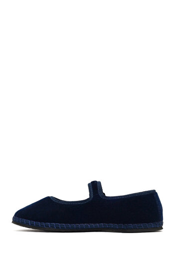 Derimod Women's Navy Blue Buckle Fabric Ballerinas 25Afd20556F