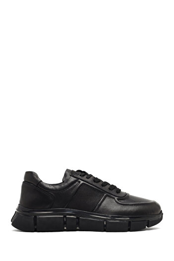 Derimod Men's Black Lace-Up Thick Sole Leather Sneaker, Winter Sports Shoes 25Wfd760918