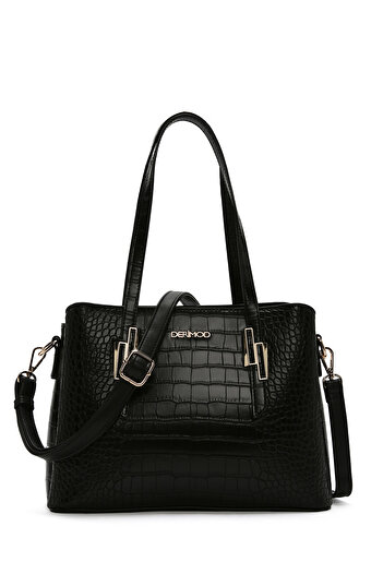 Derimod Women's Black Long Strap Crocodile Shoulder Bag 25Wbd2842E3