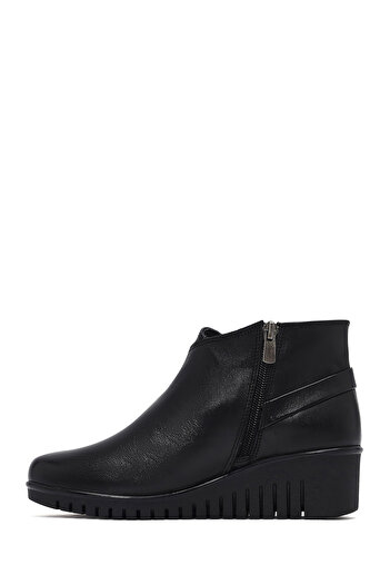 Derimod Women's Black Zippered Leather Comfort Boots 25Wfd411018