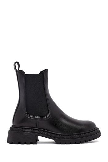 Derimod Women's Black Thick Soled Leather Chelsea Boots 25Wfd141018