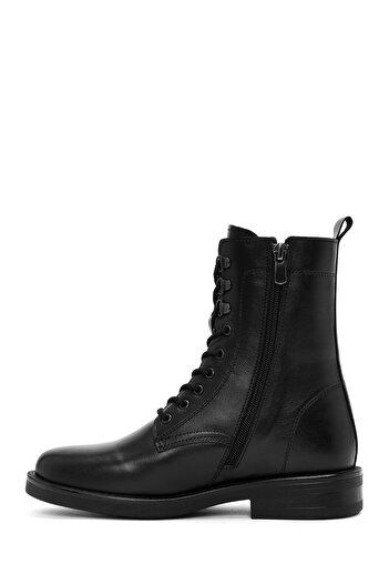 Derimod Women's Black Zippered Leather Boots 25Wfd510318