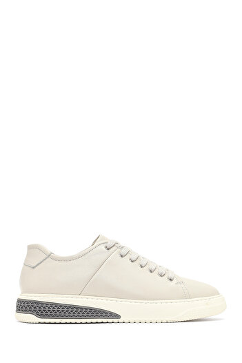 Derimod Men's White Lace-Up Thick Sole Leather Sneaker, Winter Sports Shoes 25Wfd631118