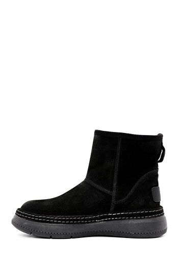 Derimod Women's Black Suede Leather Teddy Boots 25Wfd130410