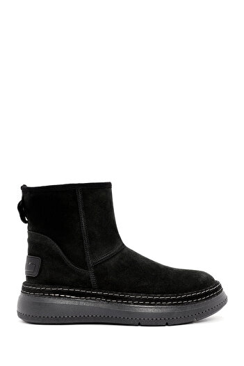 Derimod Women's Black Suede Leather Teddy Boots 25Wfd130410