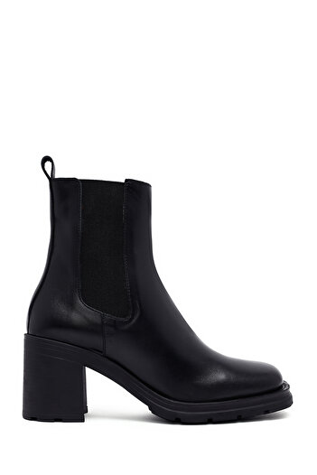 Derimod Women's Black Thick Heeled Leather Boots 25Wfd153218