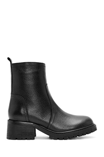Derimod Women's Black Zippered Leather Boots 25Wfd1514Ft