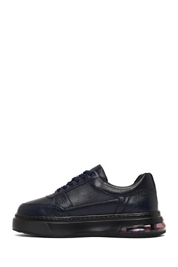 Derimod Men's Navy Blue Lace-Up Thick Soled Leather Sneaker, Winter Sports Shoes 25Wfd642018