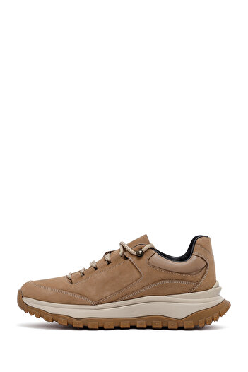 Derimod Men's Beige Lace-Up Thick Soled Nubuck Leather Casual Sneaker, Winter Sports Shoes 25Wfd6605V3