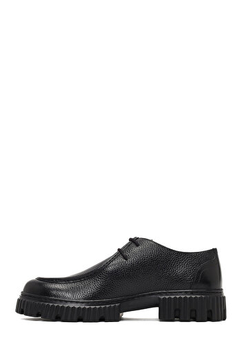 Derimod Men's Black Lace-Up Thick Soled Leather Casual Shoes 25Wfd6053Ft