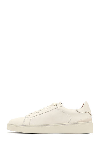 Derimod Men's White Lace-Up Leather Sneaker, Winter Sports Shoes 25Wfd707018