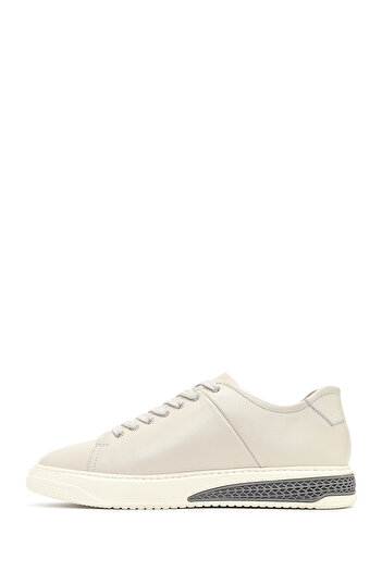 Derimod Men's White Lace-Up Thick Sole Leather Sneaker, Winter Sports Shoes 25Wfd631118