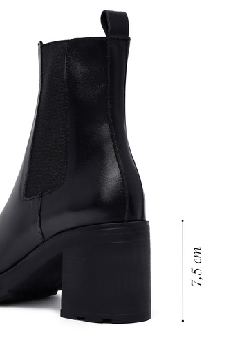 Derimod Women's Black Thick Heeled Leather Boots 25Wfd153218