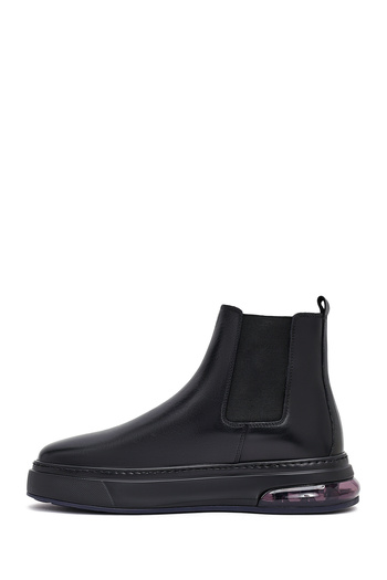 Derimod Men's Black Thick Soled Leather Chelsea Boots 25Wfd631518